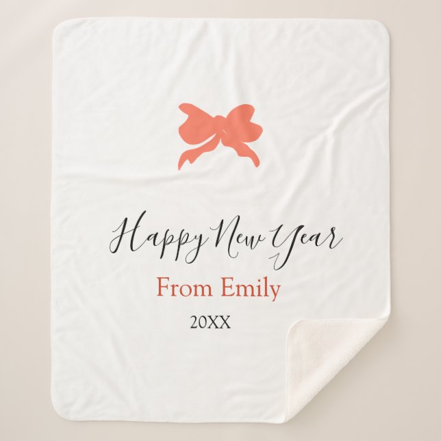 Terracotta bow happy new year name year boho retro sherpadecke (Vorderseite)