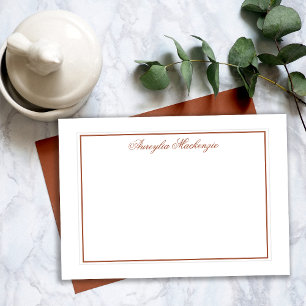 Terracotta Brown and White Personalisiert Mitteilungskarte