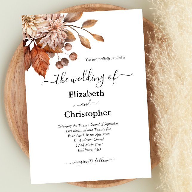 Terracotta Brown Factory Stores Einladung (Terracotta Rust Browns Fall Autumn Colors Boho Wedding invitation.)