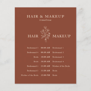 Terracotta Budget Hochzeitshaar Makeup Timeline Flyer