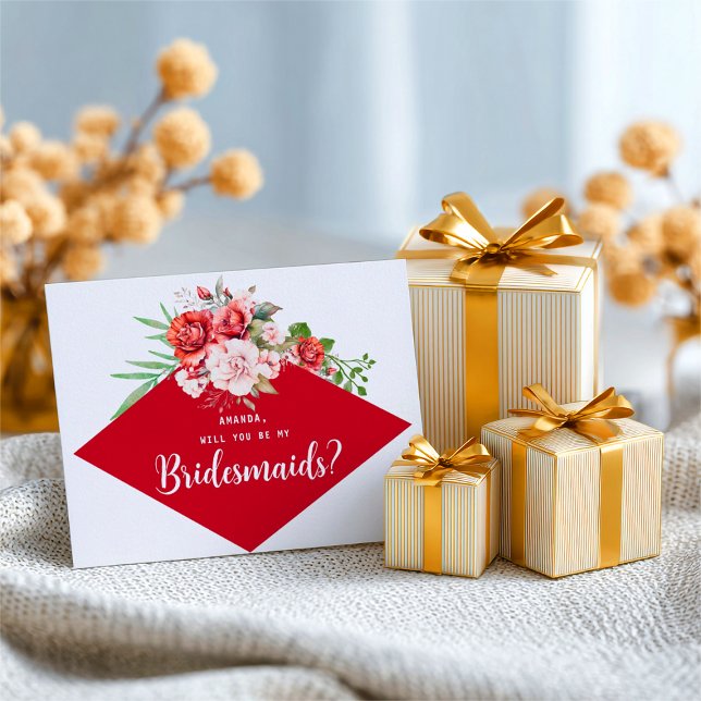 Terracotta Burgundy Blush Floral Bridesmaid Postkarte (Von Creator hochgeladen)