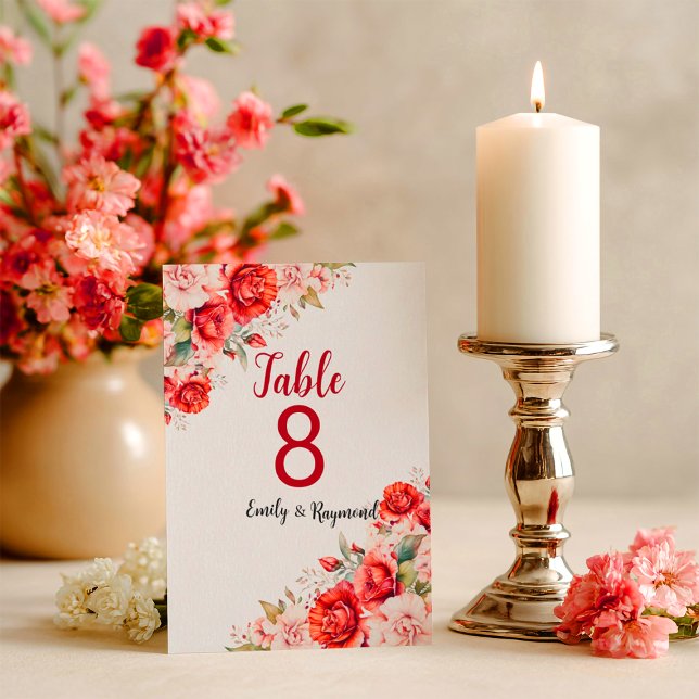 Terracotta Burgundy Blush Floral Table Number (Von Creator hochgeladen)