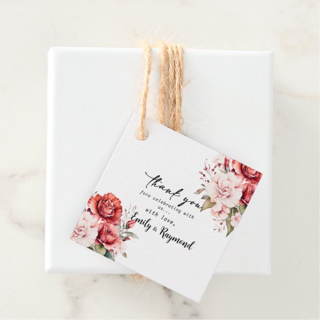 Terracotta Burgundy Blush Floral Wedding  Favor  Geschenkanhänger (Beispiel)
