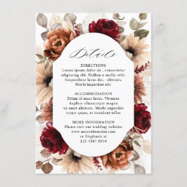 Terracotta Burgundy Mauve Floral Geometric Wedding Begleitkarte