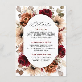 Terracotta Burgundy Mauve Floral Wedding Details Begleitkarte