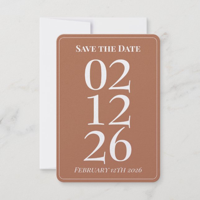 Terracotta Burn Orange Wedding Save the Date Cards Einladung (Vorderseite)