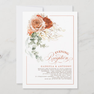 Terracotta Burnt Orange Blume Hochzeitsempfang Einladung