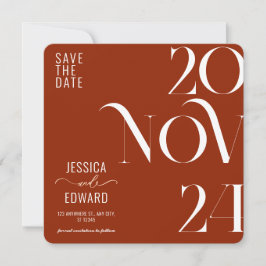 Terracotta Burnt Orange Boho Rustikale Einfache Mo Save The Date