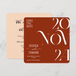 Terracotta Burnt Orange Boho Rustikale Einfache Mo Save The Date