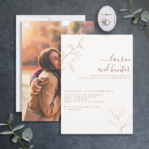 Terracotta Burnt Orange Botanisches Foto Hochzeit Einladung