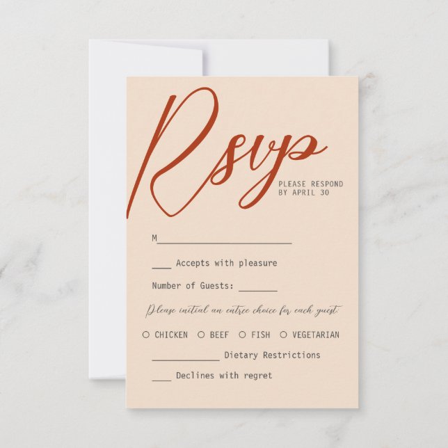 Terracotta Burnt Orange Chic UAWG Calligraphie RSVP Karte (Rückseite)