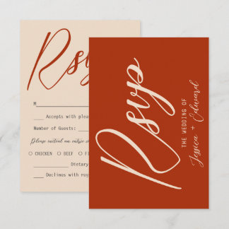 Terracotta Burnt Orange Chic UAWG Calligraphie RSVP Karte