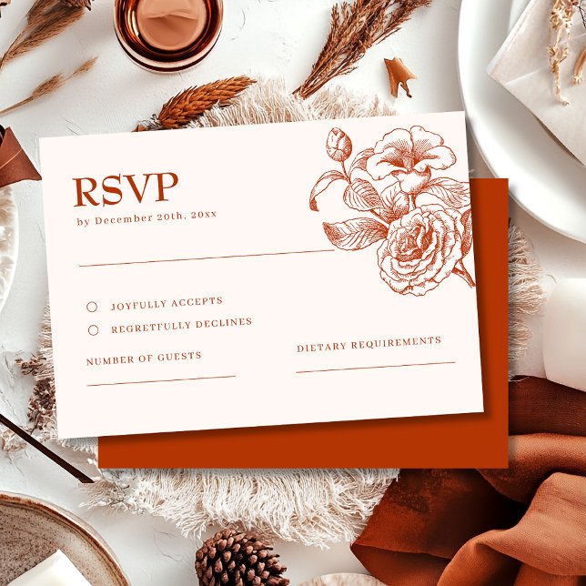 Terracotta burnt orange fall Wedding RSVP Card Karte (Von Creator hochgeladen)