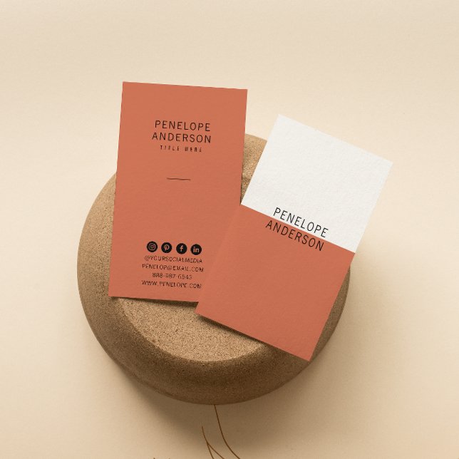 Terracotta Burnt Orange Minimalistisch Modern Boho Visitenkarte (Von Creator hochgeladen)