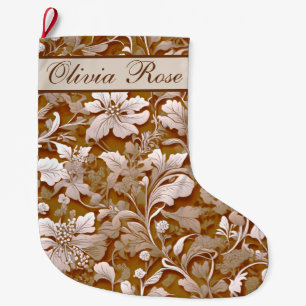Terracotta Burnt Orange Modernes botanisches Boho Großer Weihnachtsstrumpf