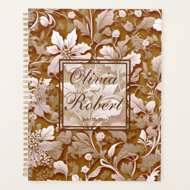 Terracotta Burnt Orange Modernes botanisches Boho Planer (Vorderseite)