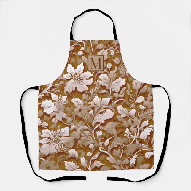 Terracotta Burnt Orange Modernes botanisches Boho Schürze (Vorderseite)
