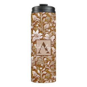 Terracotta Burnt Orange Modernes botanisches Boho Thermosbecher