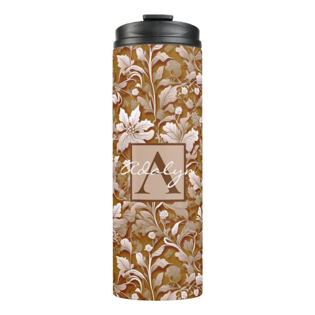 Terracotta Burnt Orange Modernes botanisches Boho Thermosbecher (Vorderseite)