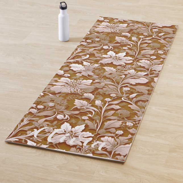 Terracotta Burnt Orange Modernes botanisches Boho Yogamatte (Beispiel)