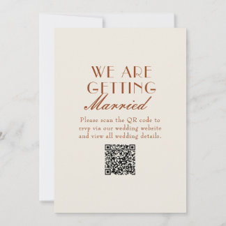 Terracotta Burnt Orange Old Money QR Code Wedding Einladung