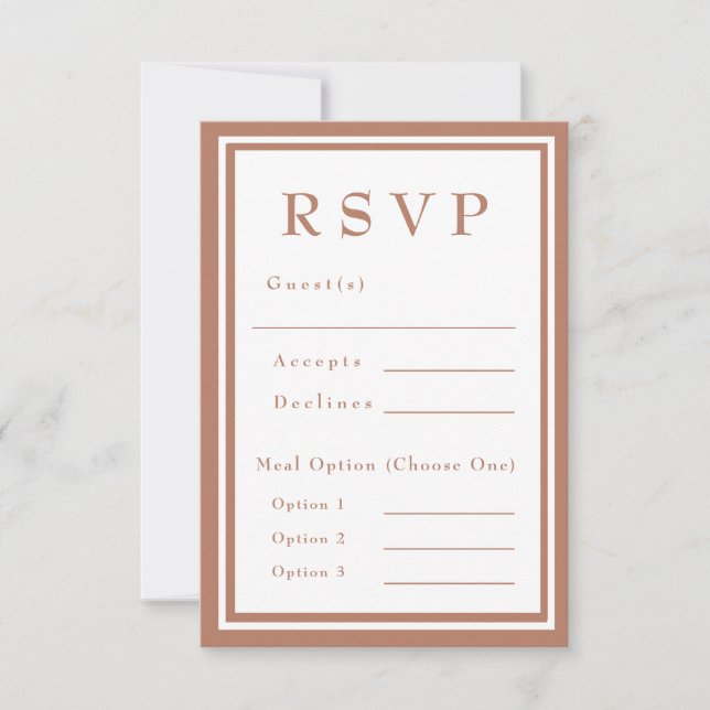 Terracotta Burnt Orange Rustikale Hochzeit RSVP Karte (Vorderseite)