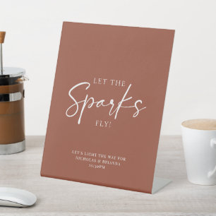 Terracotta Burnt Orange Wedding Sparkler Absenden Sockelschild