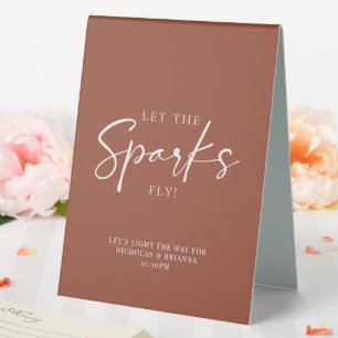 Terracotta Burnt Orange Wedding Sparkler Absenden Tischaufsteller