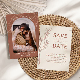 Terracotta Burnt Orange Wohnung Save the Date Kart