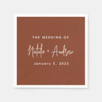 Terracotta Burnt Umber Classic Script Wedding