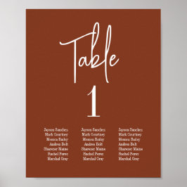 Terracotta Burnt Umber Script Table Seekarte Poster