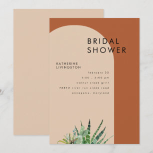 Terracotta Cactus Geometric Brautparty Einladung