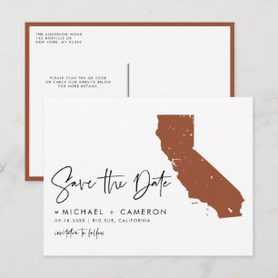 Terracotta California QR-Code Save the Date Ankündigungspostkarte