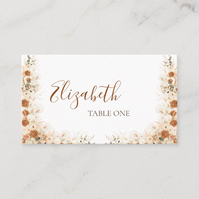 Terracotta Calla Lily Wedding | Boho Watercolor Platzkarte (Vorderseite)