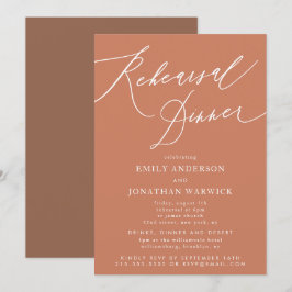 Terracotta Calligrafy Wedding Probe Dinner Einladung