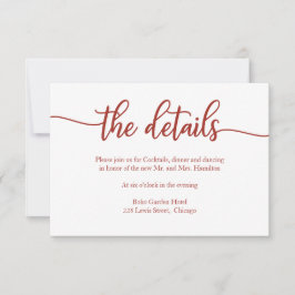 Terracotta Calligraphy Wedding Details RSVP Karte