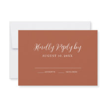 Terracotta Calligraphy Wedding RSVP Card