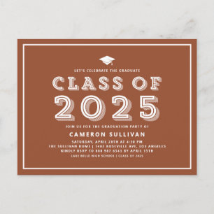 Terracotta Cap Class of 2024 Retro Abschluss Einladungspostkarte