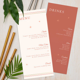 Terracotta Celestial Wedding Menu & Drinks Card Menükarte