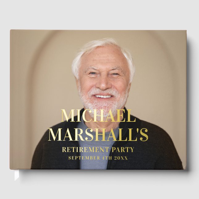 TERRACOTTA CHIC MONOGRAM RETIREMENT FOTO GÄSTEBUCH (Vorderseite)
