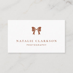 Terracotta Chic Ribbon Bow Minimalistisch Visitenkarte
