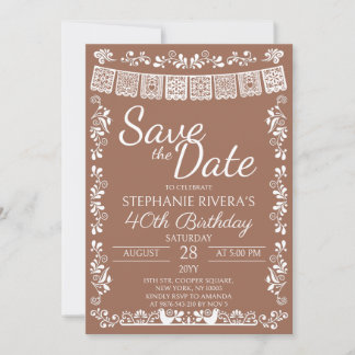 Terracotta Cielito Lindo Save the Date 40. Geburts Einladung