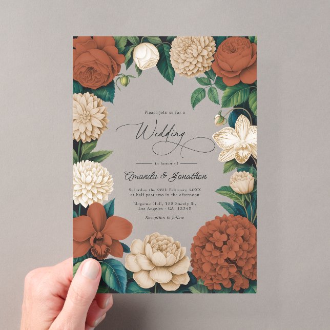 Terracotta Clay, Warm Sand & Oat Milk Wedding Acryleinladungen (Insitu (Handheld))