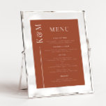 Terracotta Clean Line Hochzeitsmenü<br><div class="desc">Elegante Speisekarte für Hochzeitsessen mit einer einfachen, sauberen Linie, die den ersten Eindruck des Ehepaares auf der Seite vermittelt. Der Hintergrund ist Terrakotta.</div>