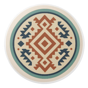 Terracotta Cobalt Diamond Zapotec Keramik Knob Keramikknauf