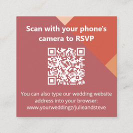 Terracotta Color Block QR Code Hochzeitswebsite Begleitkarte