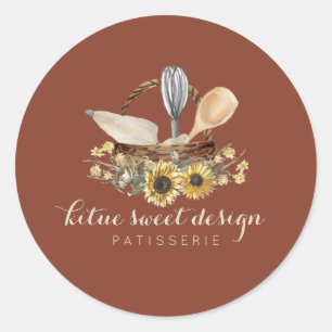 Terracotta Cook Bäckerei Koch Spoon Whisk Bake Runder Aufkleber