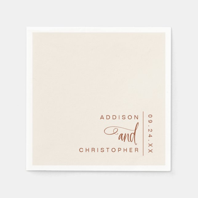 Terracotta Cream Moderne Minimalistische Hochzeit Serviette (Vorderseite)