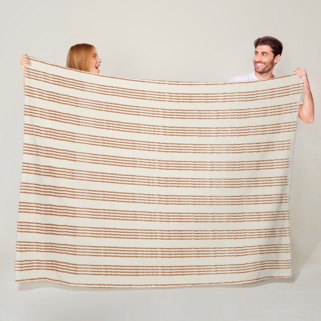 Terracotta Creme Moderner Minimalistischer Streife Fleecedecke (Beispiel)