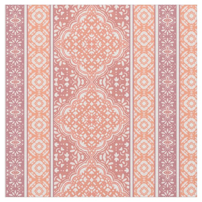 Terracotta Decorative Boho Tile Pattern Stoff (Nahaufnahme)